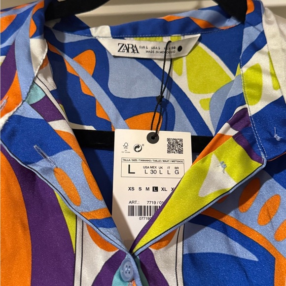 NWT Zara Multicolored Pucci Style Printed Blouse Large - Picture 3 of 3